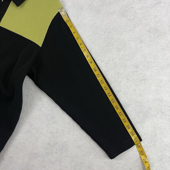 Neiman Marcus Exclusive Jacket 1X Black Green Colorblock Zip Cotton USA - Picture 6 of 12